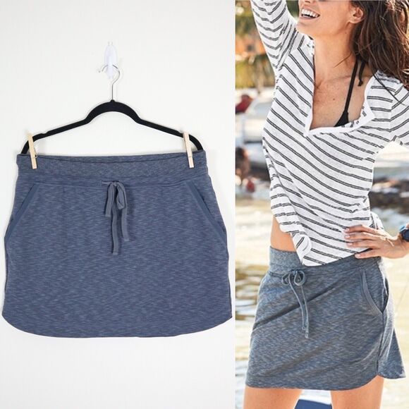 Athleta Dresses & Skirts - Athleta Size L Heathered Techie Terry Athletic Skirt Blue Gray